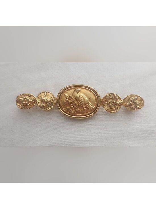 Jesara Jewelry - Vintage Rare Jesara Goldtone Metal Partridge Unicorn Multi Animal Brooch Pin